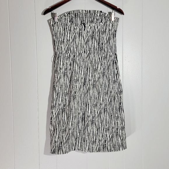 4/$20 JACOB Made in Canada Strapless  Stripe Mini Dress Black Tan White - Picture 5 of 7